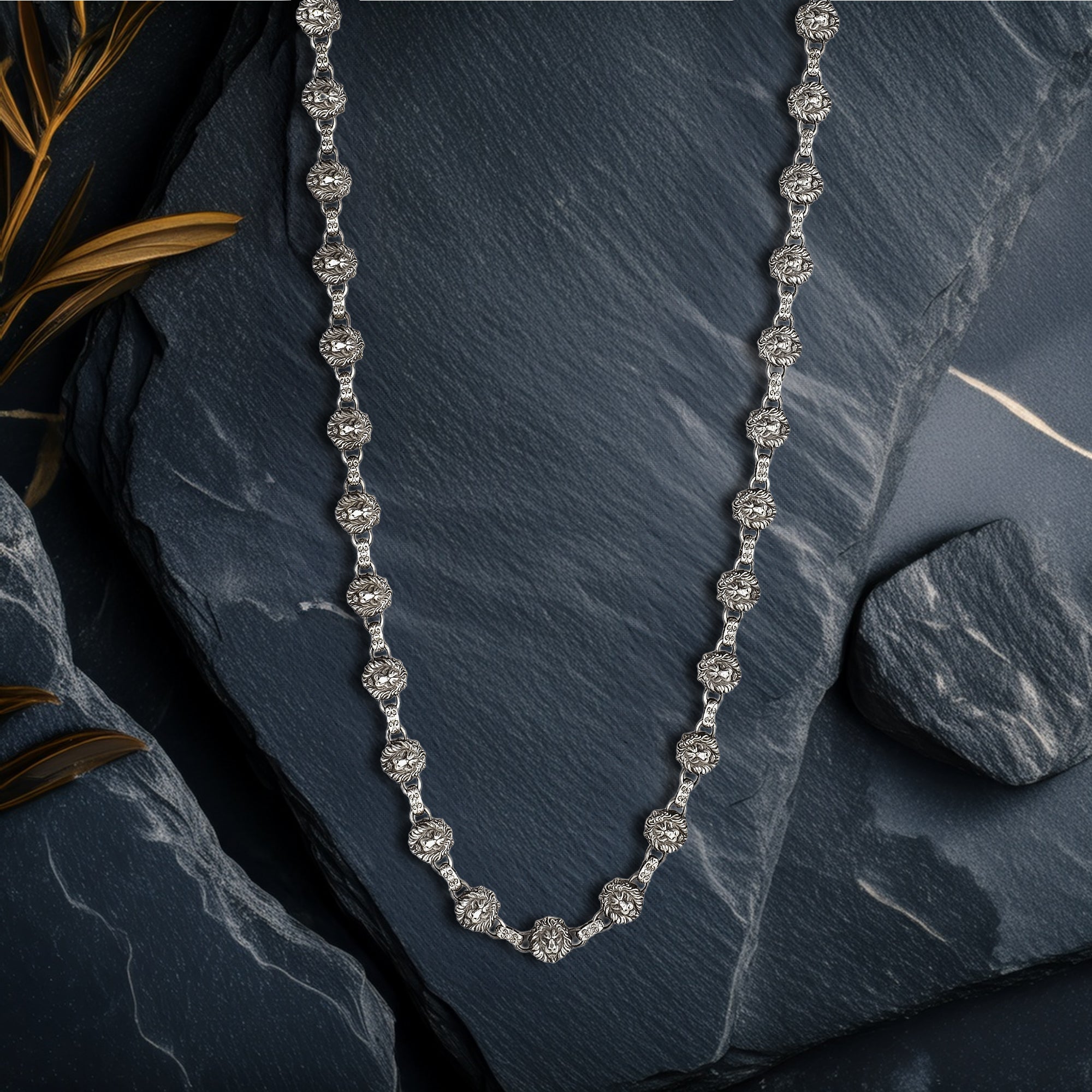 Sterling Silver Lion Head Necklace for Men – Handmade Bold Masculine Jewelry Gift