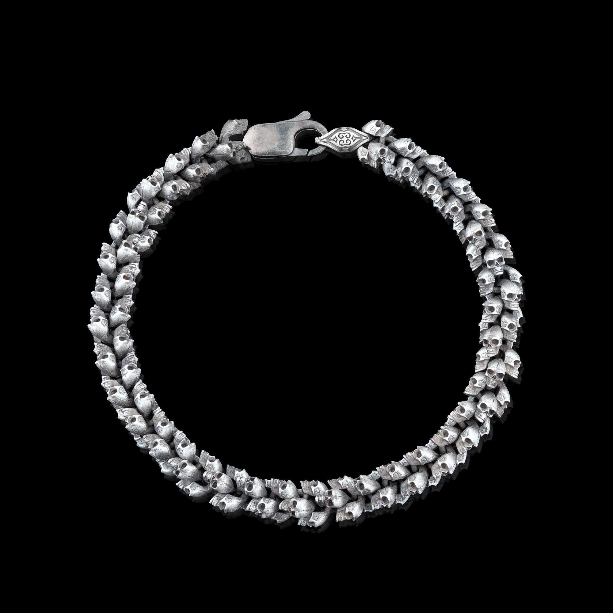 Gothic Skull Bracelet for Men in 925 Sterling Silver | Handcrafted Biker Jewelry with Bold Elegance