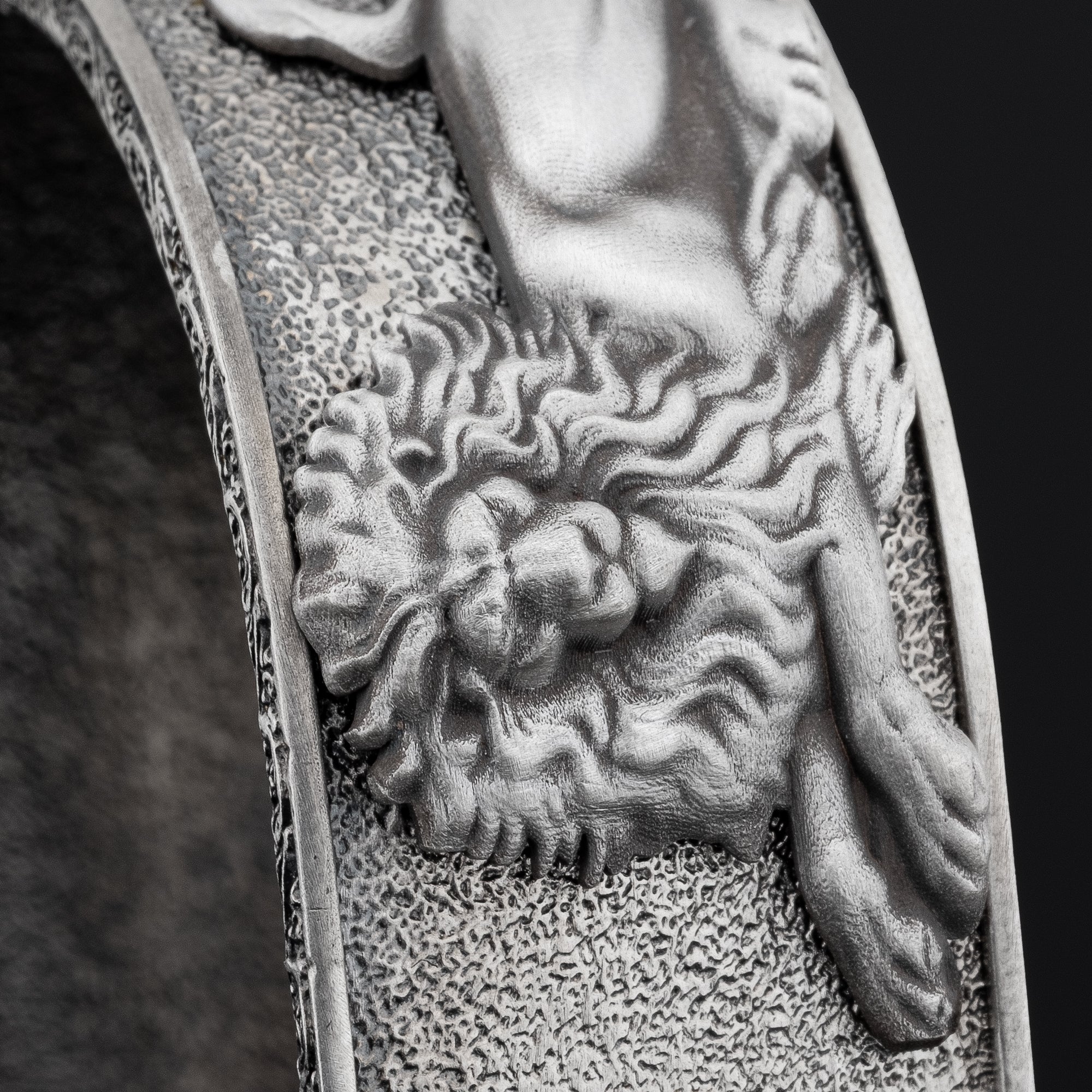 Men’s Sterling Silver Lion Bracelet – Bold Handcrafted Cuff with Reclining Lion Motifs