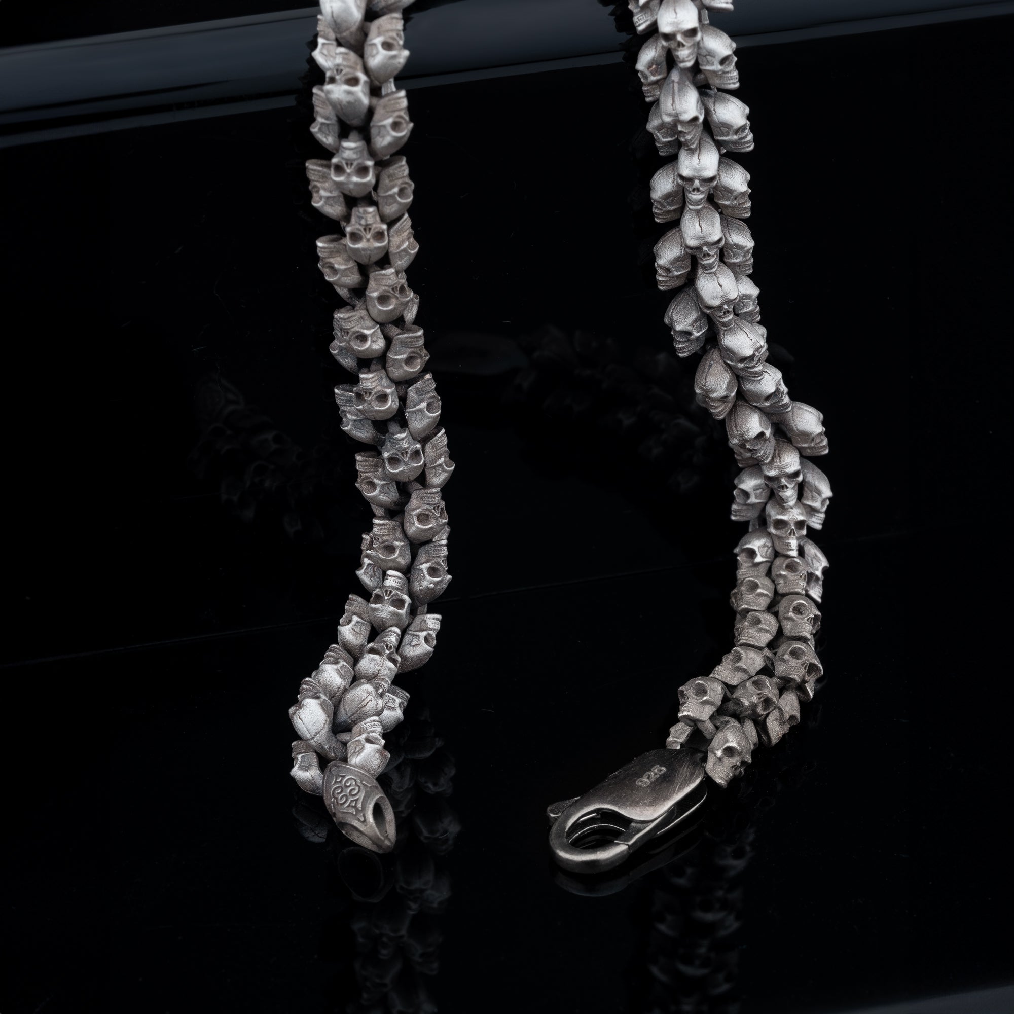 Gothic Skull Bracelet for Men in 925 Sterling Silver | Handcrafted Biker Jewelry with Bold Elegance