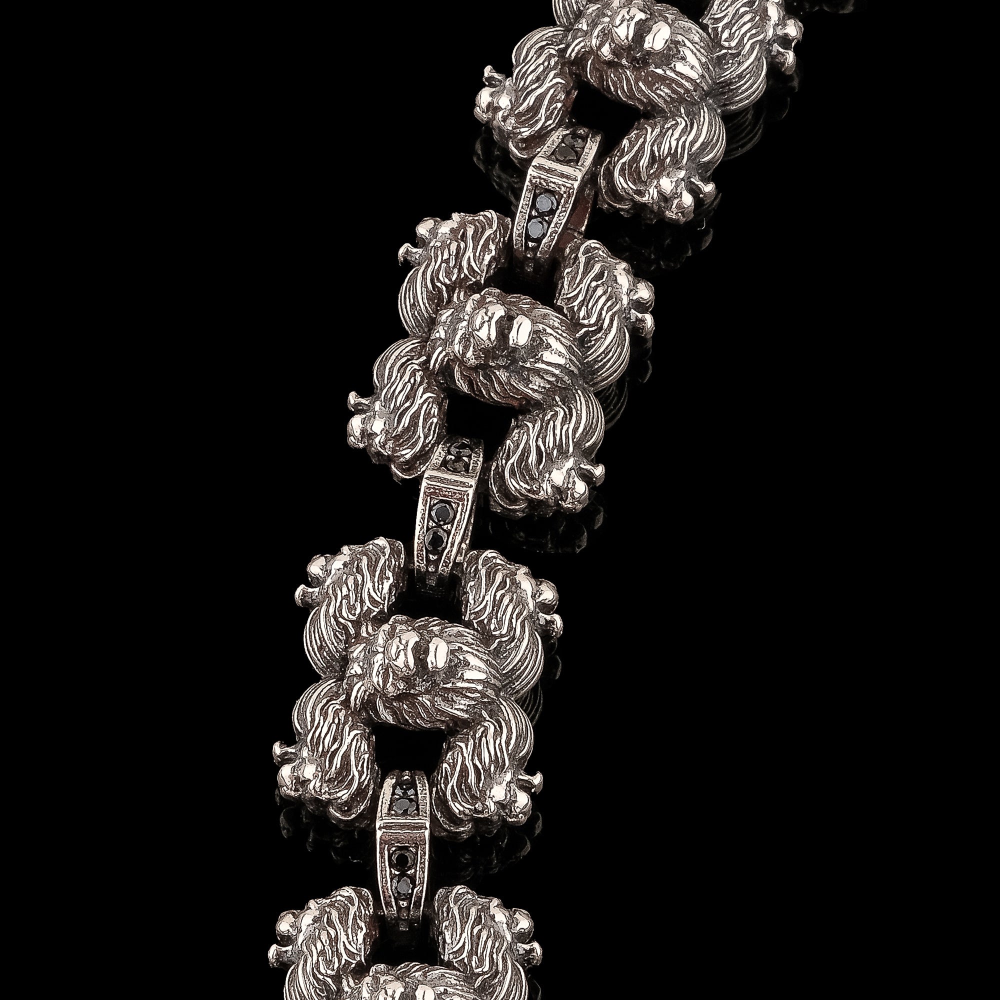 Lion Head Chain Necklace in 925 Sterling Silver– Handmade 5-Headed Warrior Style Jewelry for Men