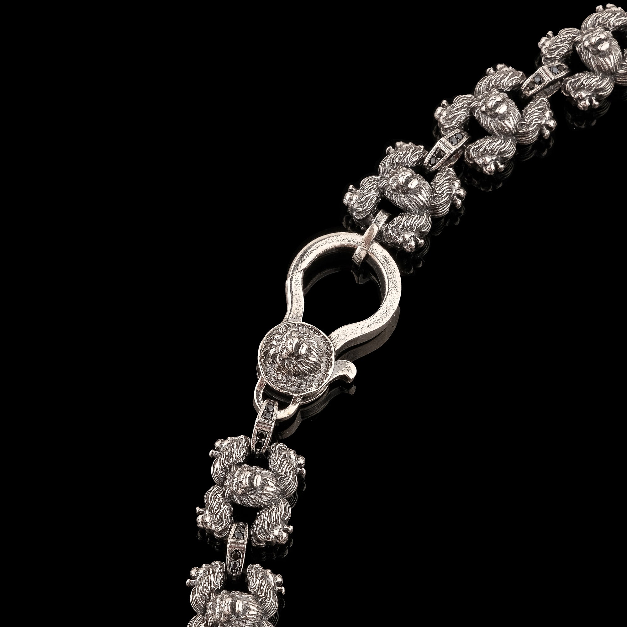 Lion Head Chain Necklace in 925 Sterling Silver– Handmade 5-Headed Warrior Style Jewelry for Men