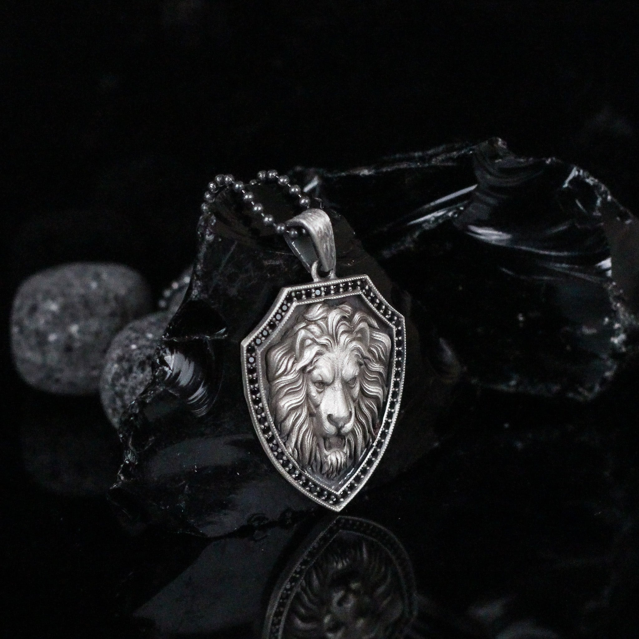 Engraved Lion Medallion Necklace for Men | Vintage Coin Pendant, Roaring Lion Charm