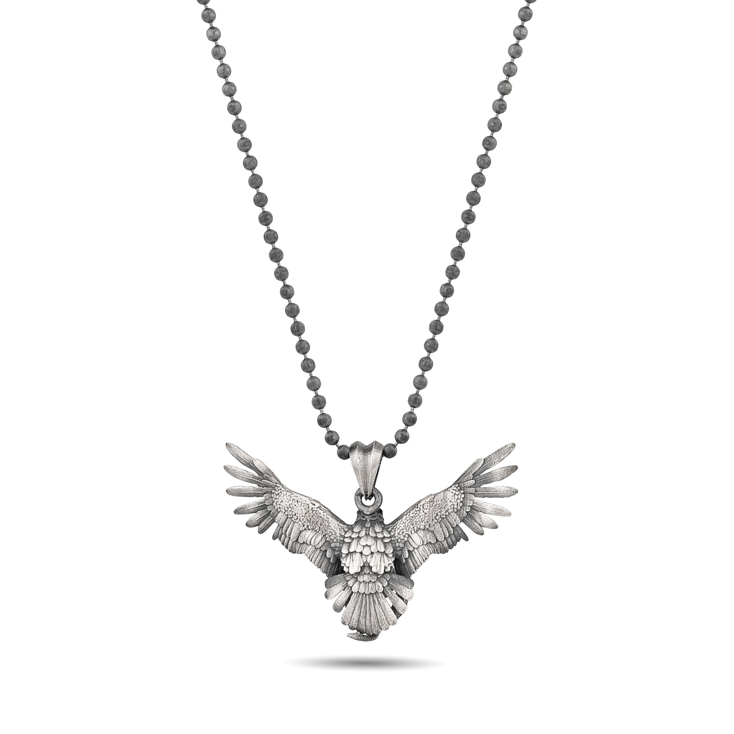 Eagle Fighting Snake Necklace in 925 Sterling Silver - Handmade Mythical Jewelry for Men