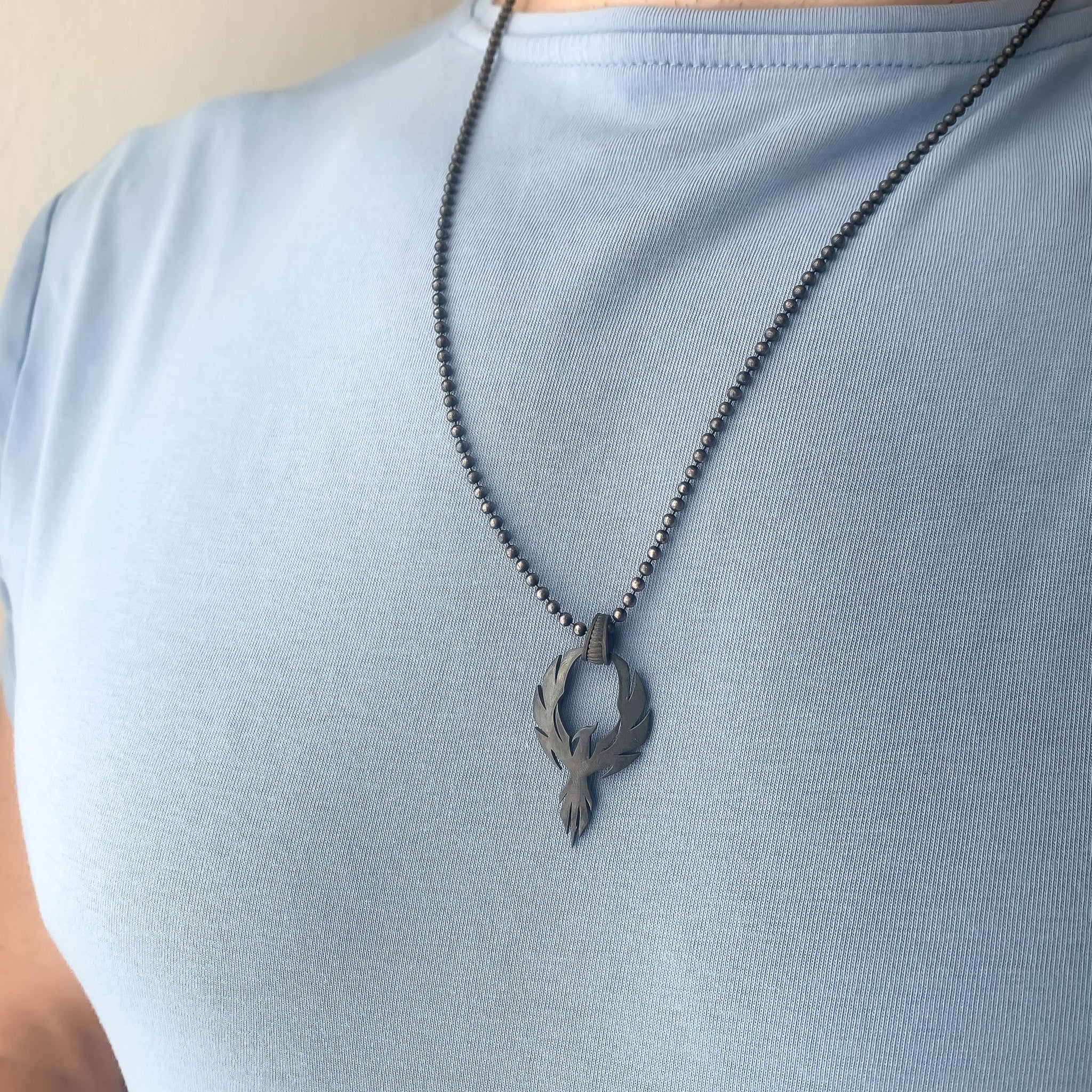 Solid Silver Phoenix Necklace, Handmade Phoenix Necklace