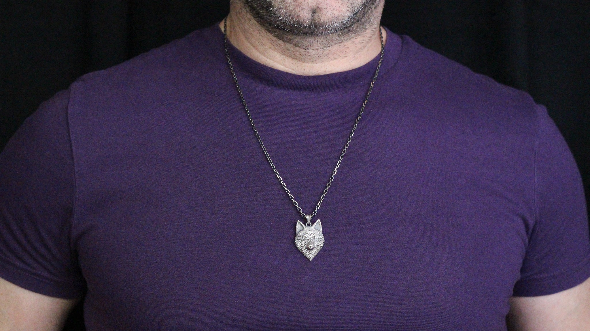 Large Wolf Head Necklace, Norse Mythology Necklace for Men