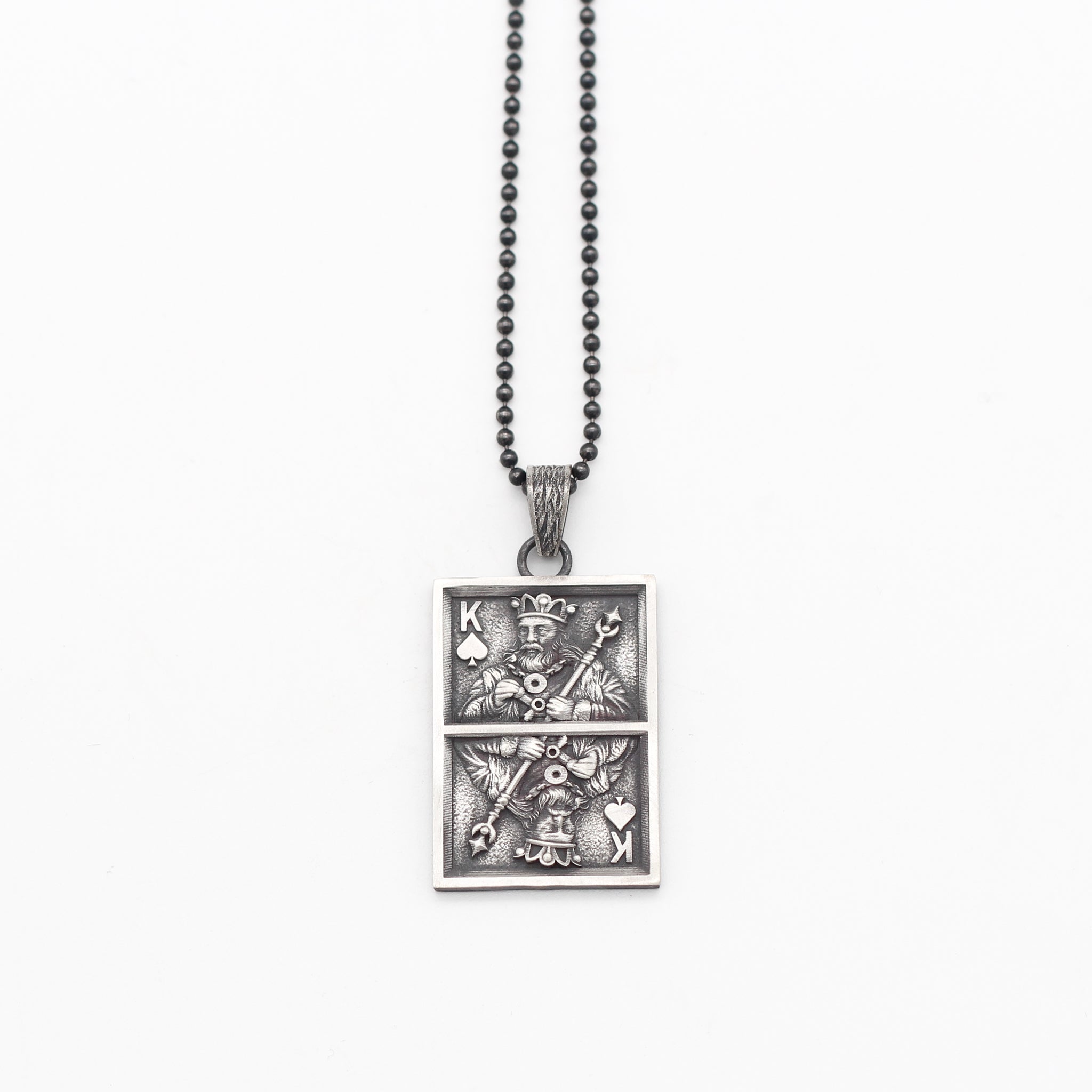Sterling Silver King Playing Card Necklace | King of Spades Pendant Jewelry